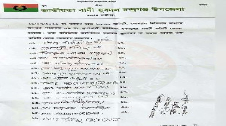 লক্ষ্মীপুরের এক ইউপি কমিটিতে প্রবাসীদের নাম ১৬ জনের পদত্যাগ